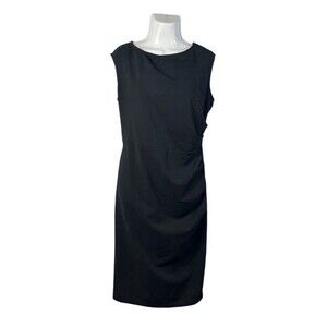 Miusol Dress XL Black Sleeveless Sheath Ruched Side Cocktail Party Midi Stretch